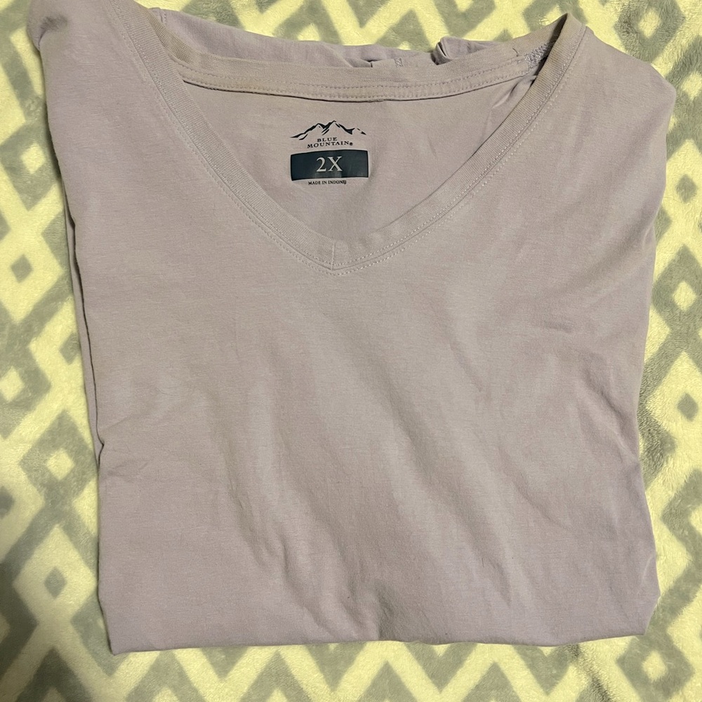 Purple-tee shirt.